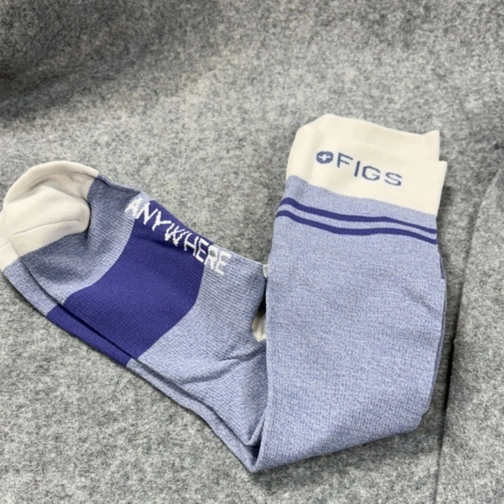 Figs color block purple white compression socks small